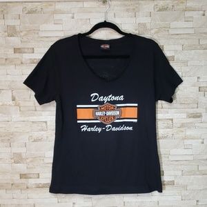 Harley Davidson Black Ladies Shirt V Neck
